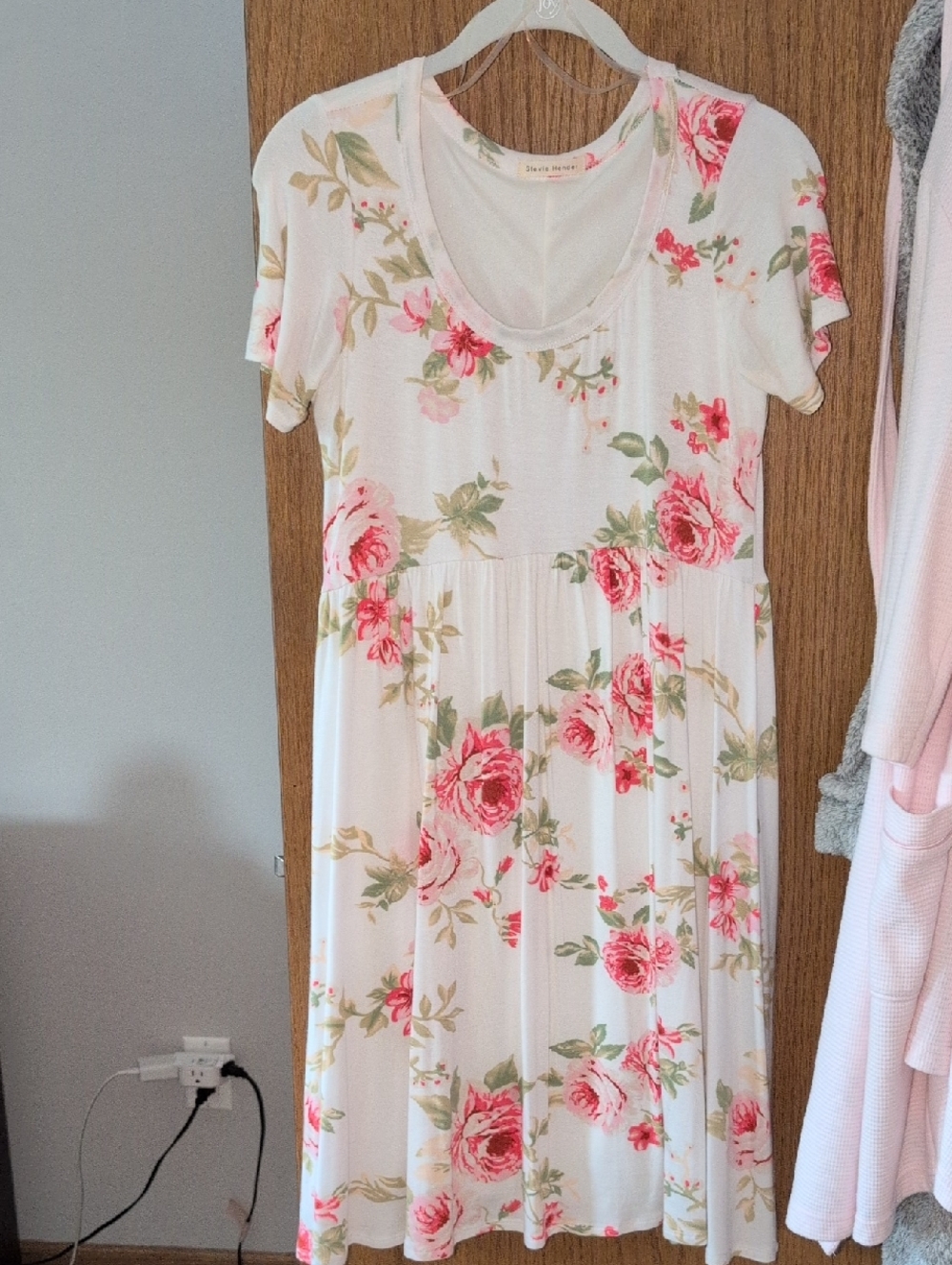 Stevie Hender Cream Dress with Pink Accents
